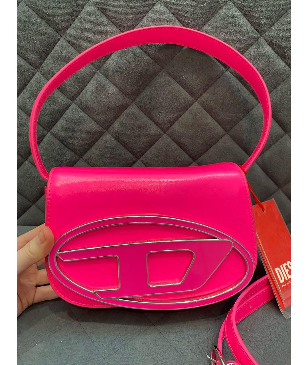DIESEL Розовая кожаная сумка через плечо, фото 8