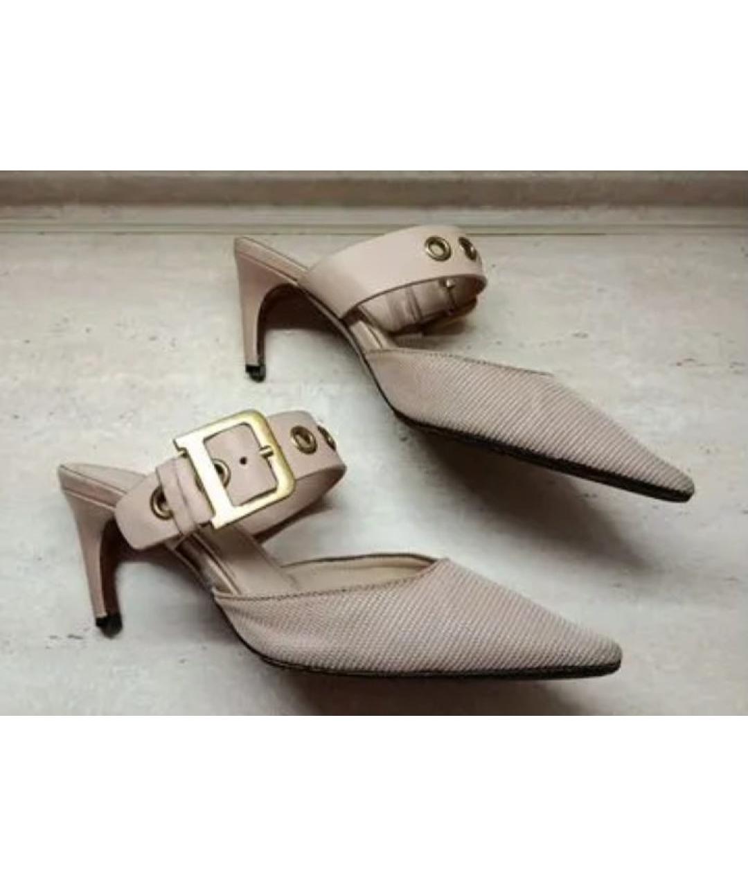 CHRISTIAN DIOR Бежевые текстильные мюли, фото 3