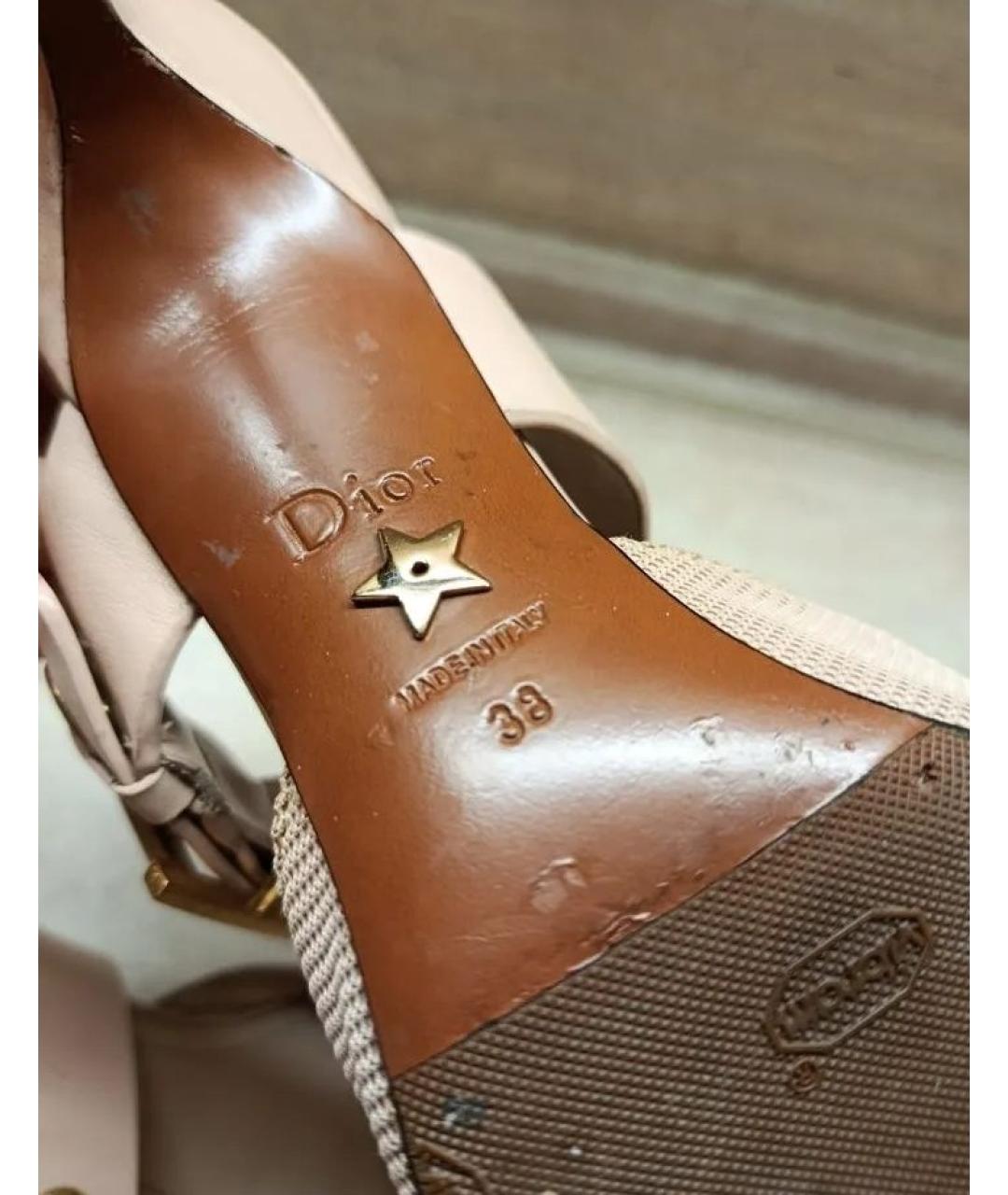 CHRISTIAN DIOR Бежевые текстильные мюли, фото 8