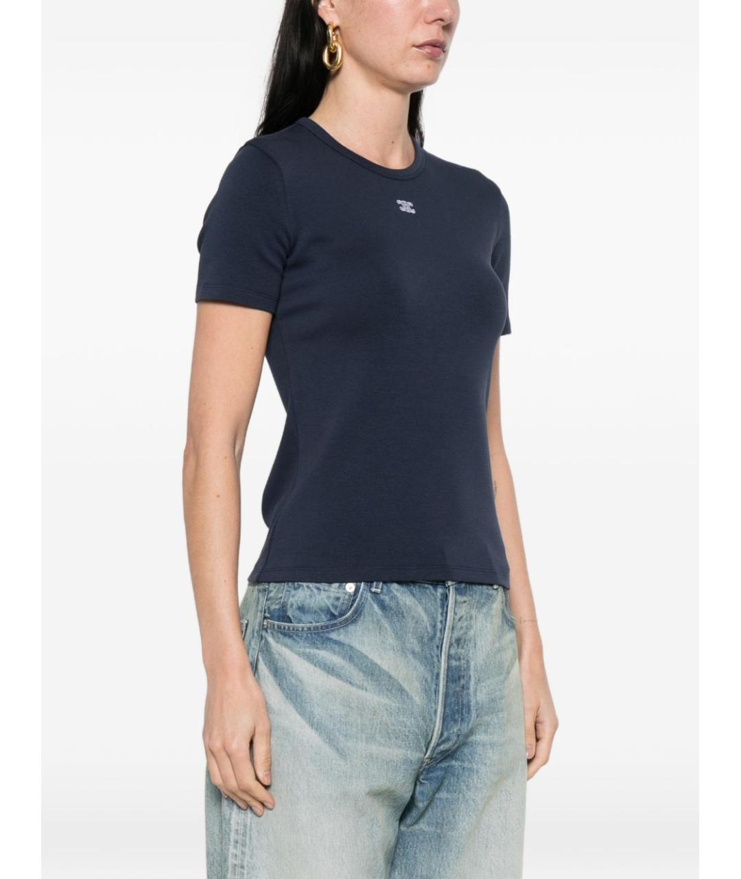 CELINE Синяя хлопковая футболка, фото 2