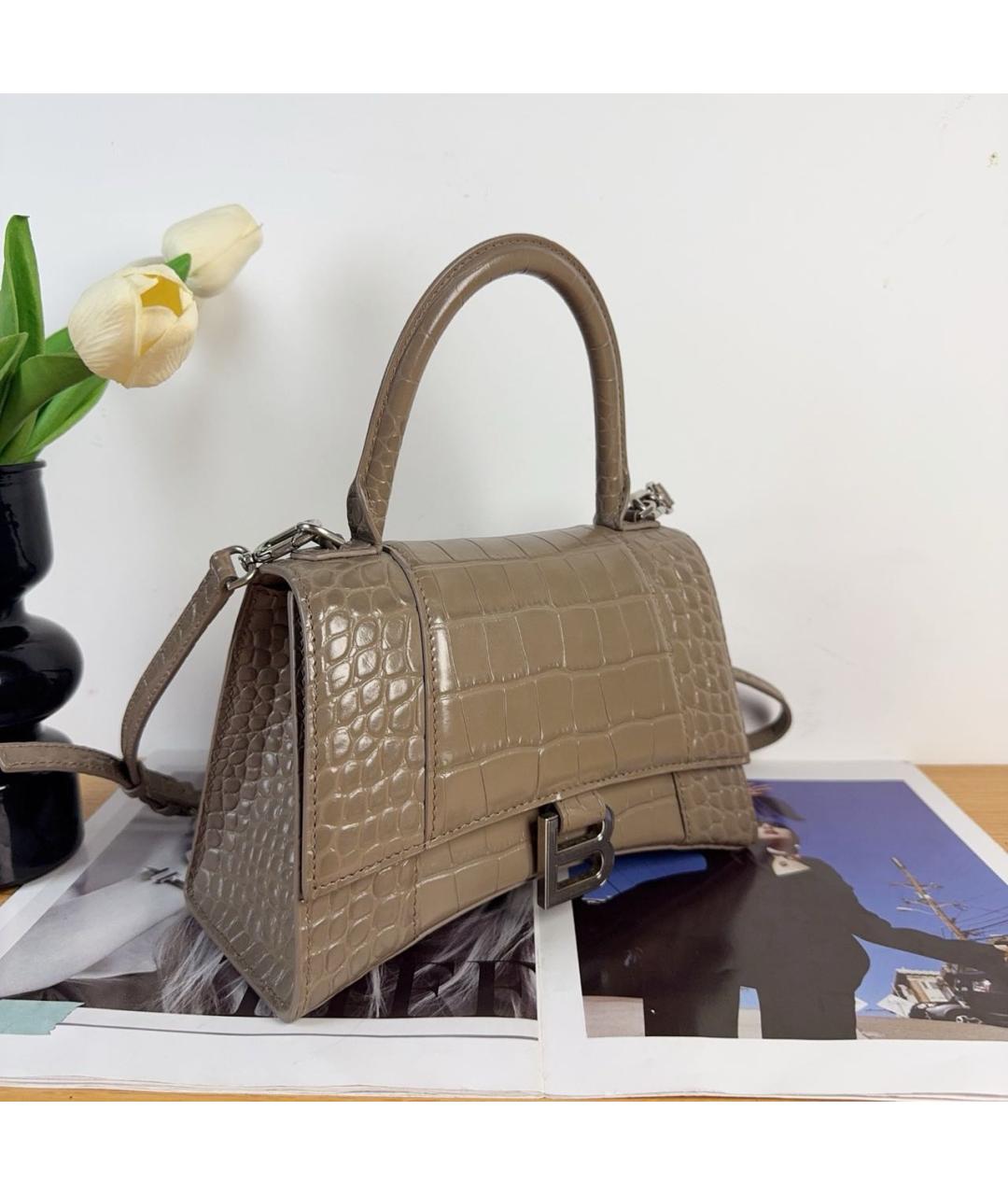 BALENCIAGA Коричневая кожаная сумка через плечо, фото 4