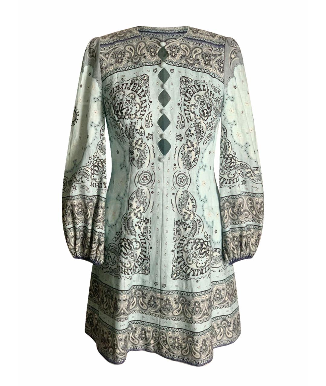 ZIMMERMANN Голубое льняное повседневное платье, фото 1