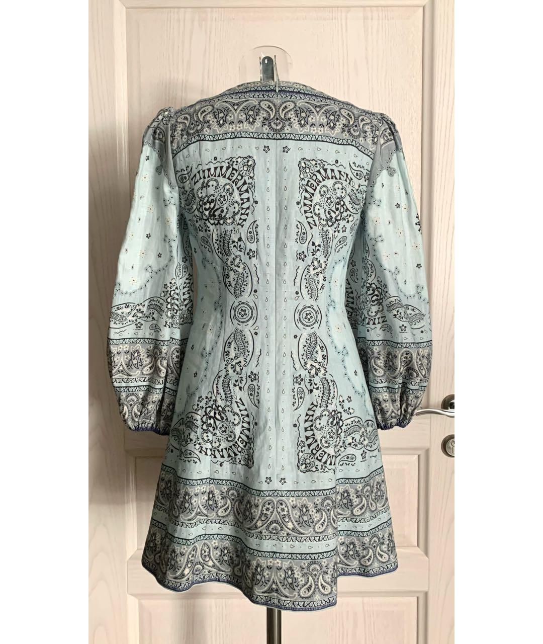 ZIMMERMANN Голубое льняное повседневное платье, фото 2
