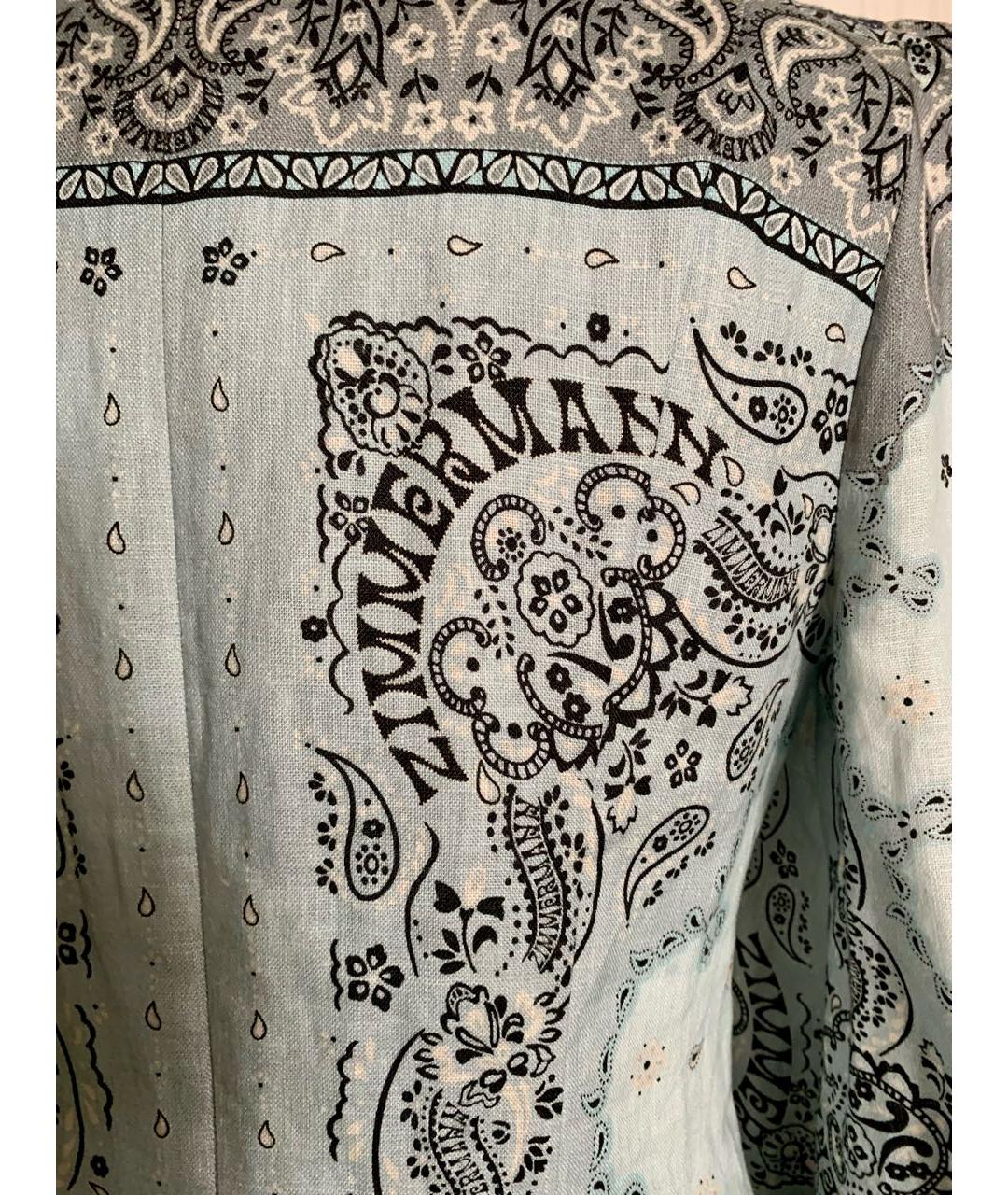 ZIMMERMANN Голубое льняное повседневное платье, фото 3