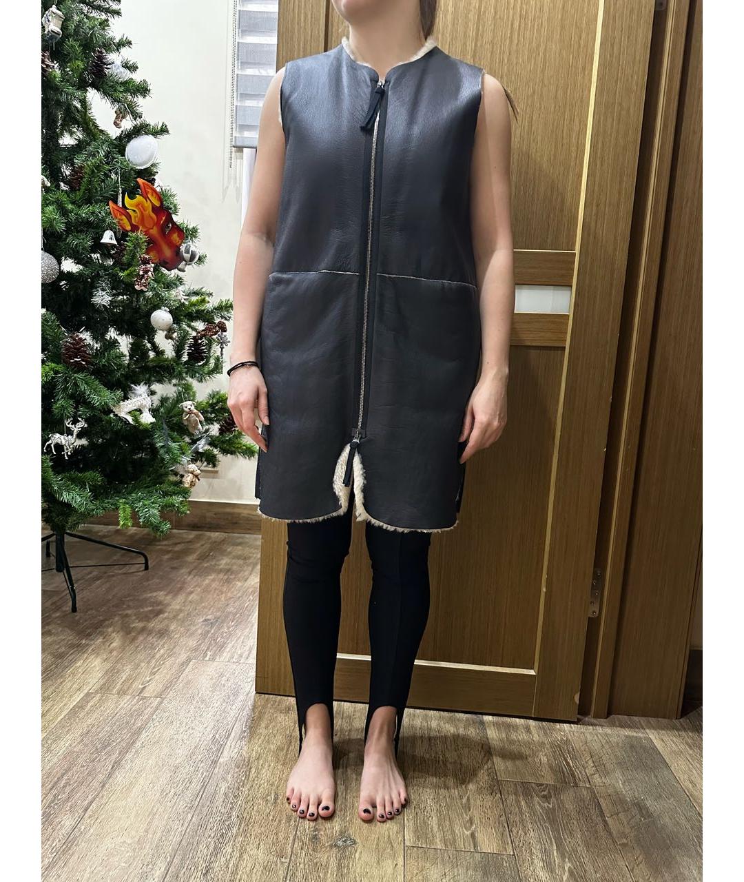 MARNI Черный кожаный жилет, фото 5