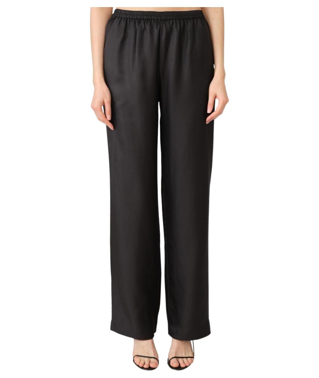 LOULOU STUDIO Черные шелковые прямые брюки, фото 1