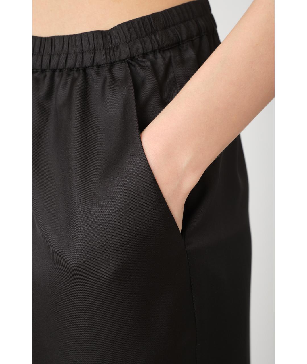 LOULOU STUDIO Черные шелковые прямые брюки, фото 5