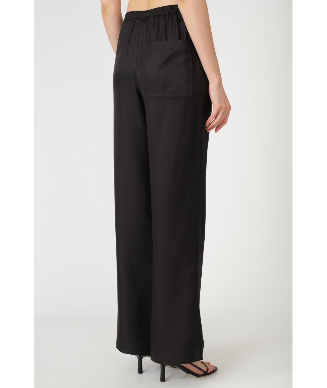 LOULOU STUDIO Черные шелковые прямые брюки, фото 3