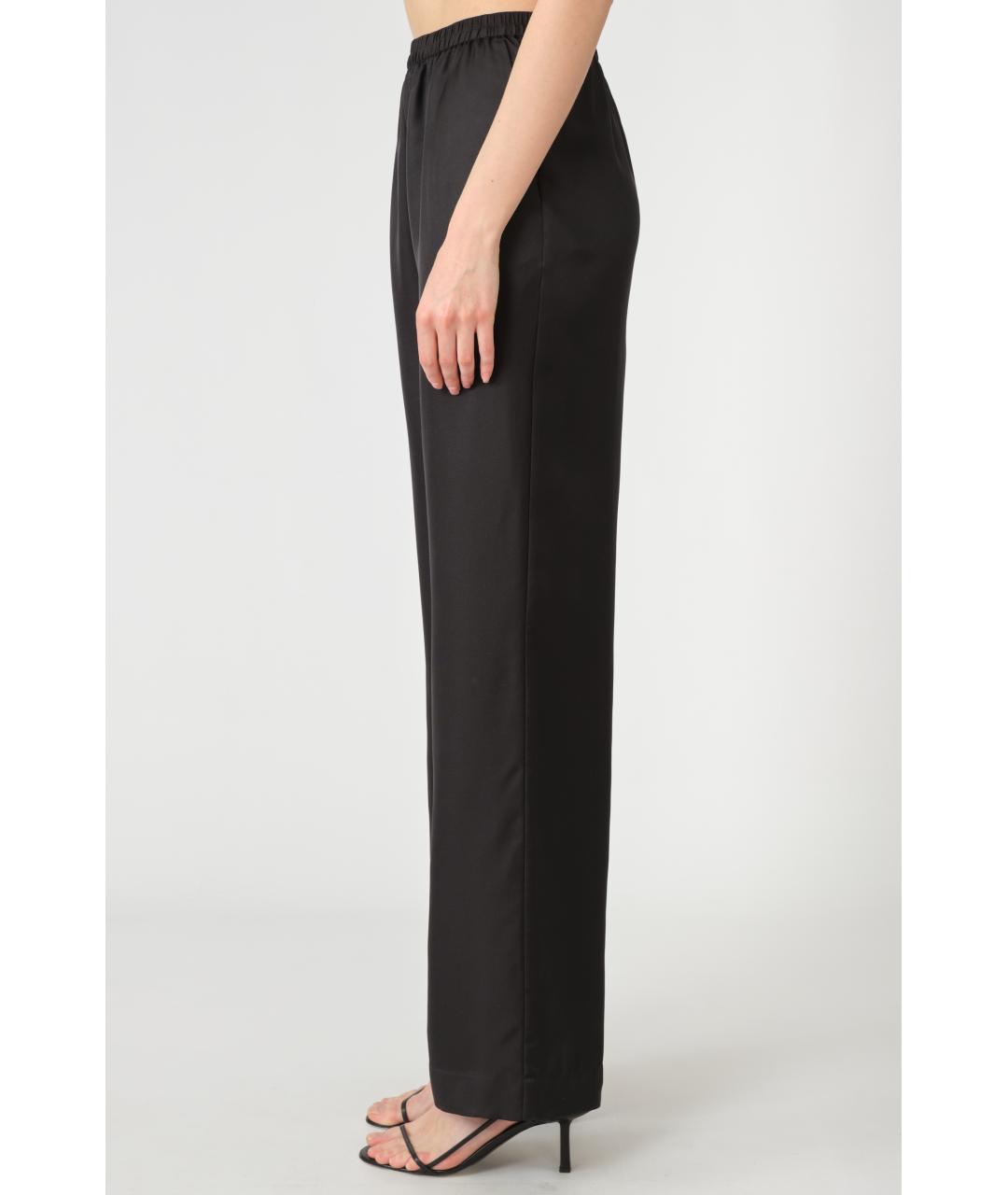 LOULOU STUDIO Черные шелковые прямые брюки, фото 2