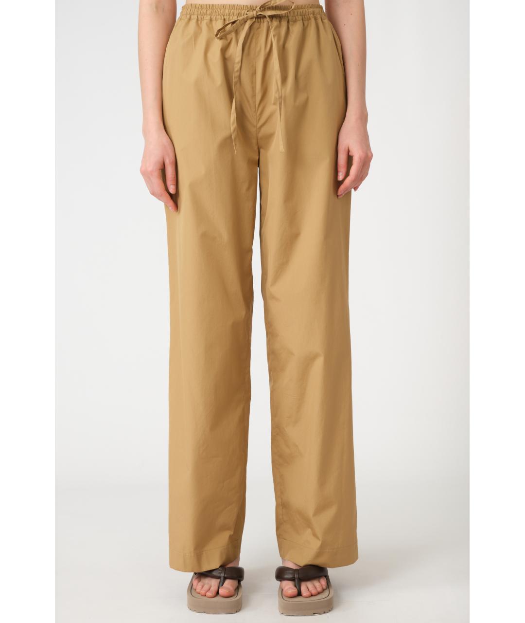 LOULOU STUDIO Коричневые хлопковые прямые брюки, фото 2