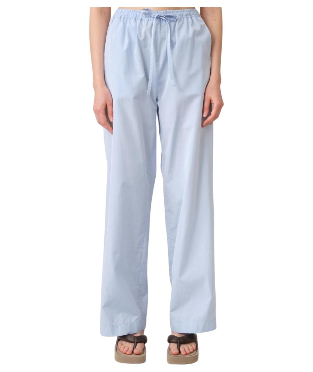 LOULOU STUDIO Голубые хлопковые прямые брюки, фото 1
