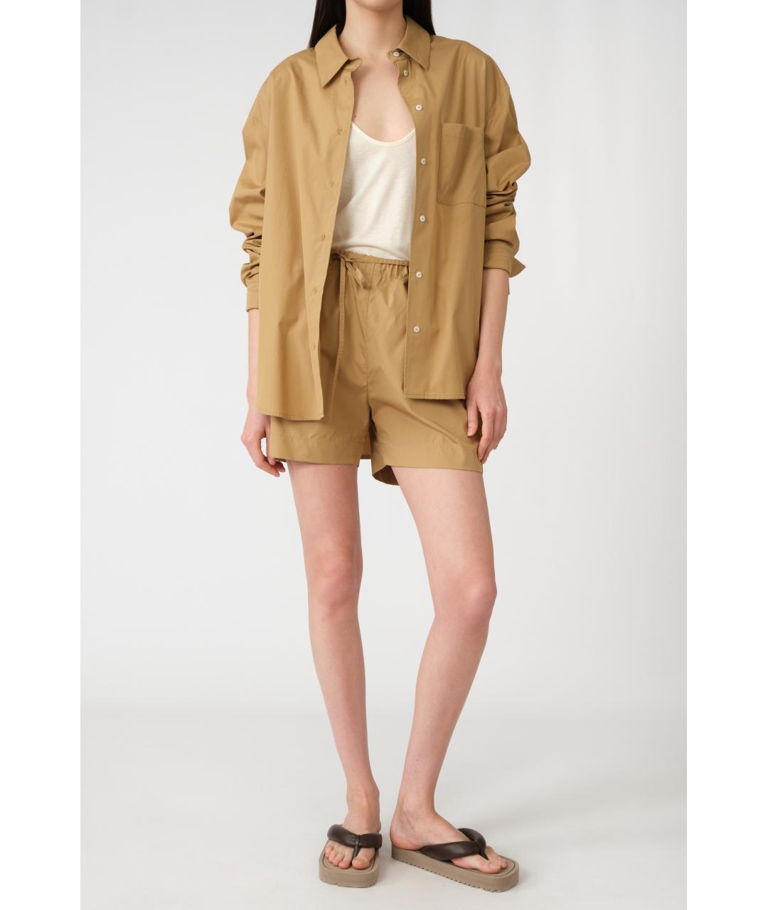 LOULOU STUDIO Бежевые хлопковые шорты, фото 2