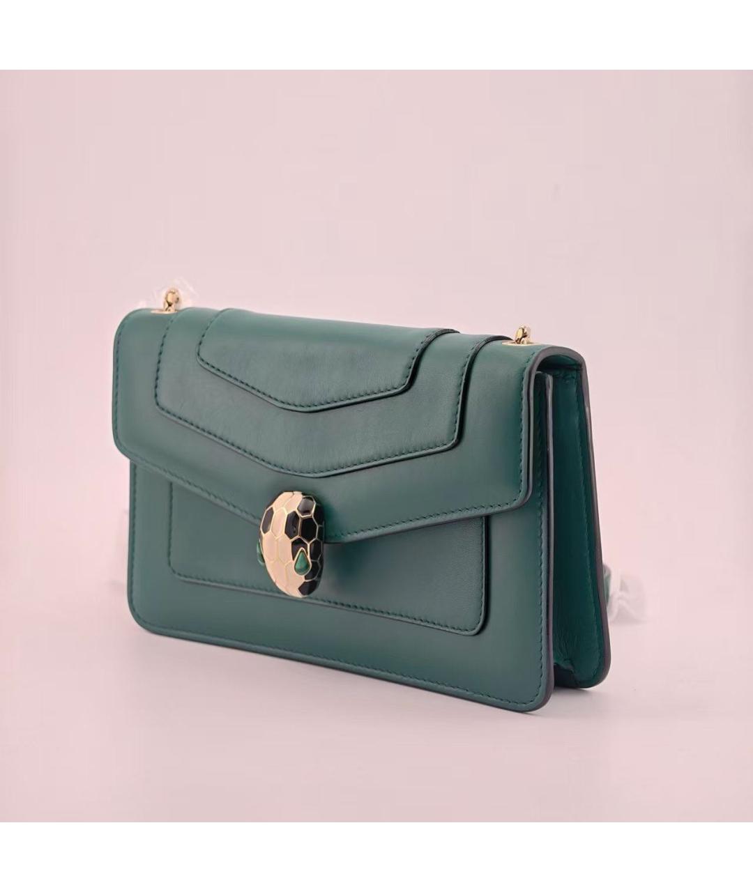 BVLGARI Зеленая кожаная сумка через плечо, фото 6