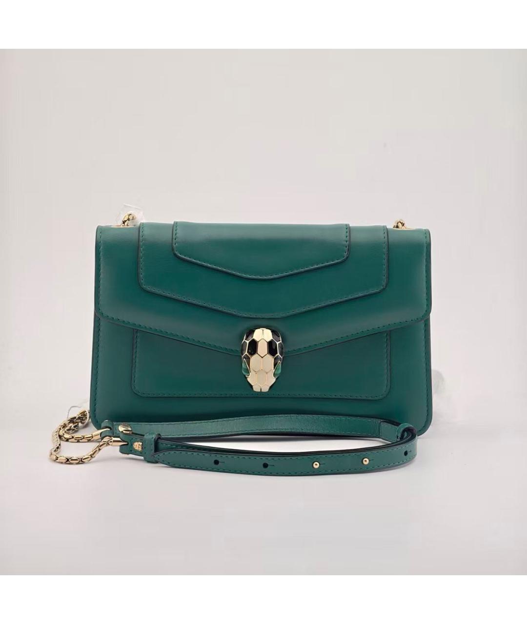 BVLGARI Зеленая кожаная сумка через плечо, фото 9