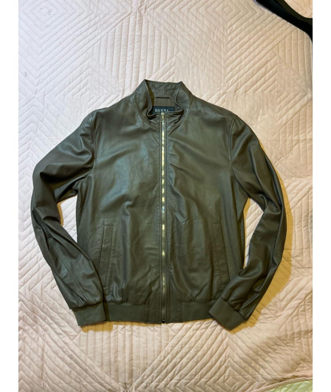 GUCCI Хаки кожаная куртка, фото 7