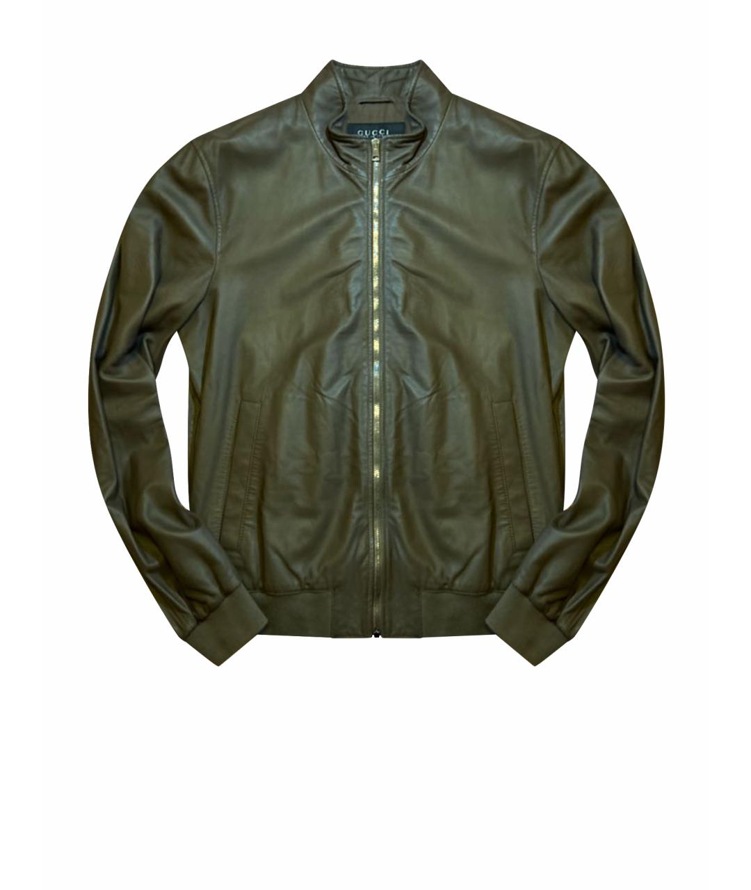 GUCCI Хаки кожаная куртка, фото 1