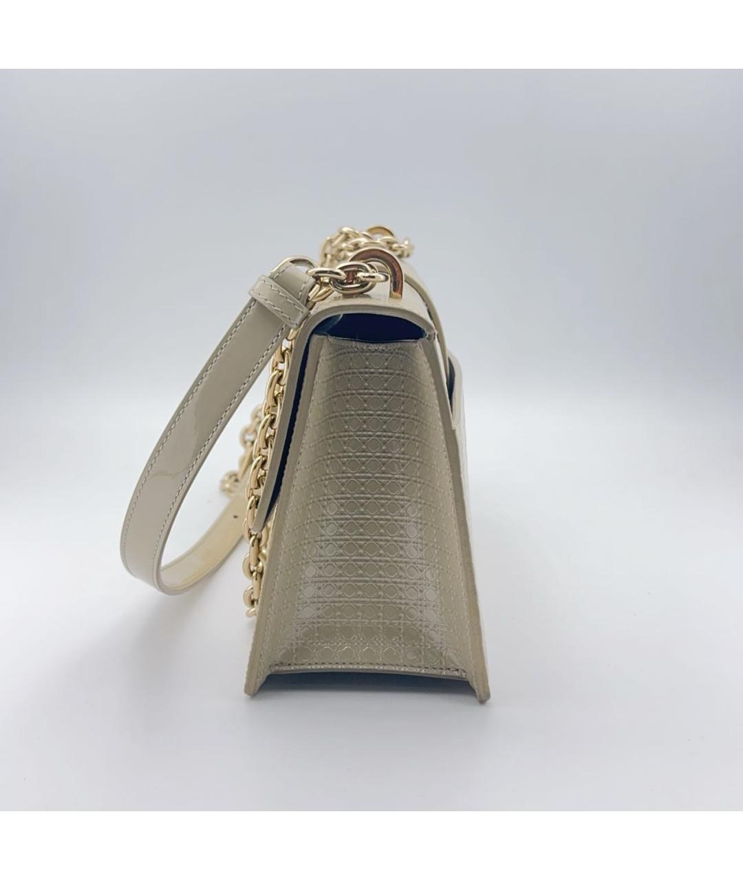 CHRISTIAN DIOR Бежевая кожаная сумка через плечо, фото 4