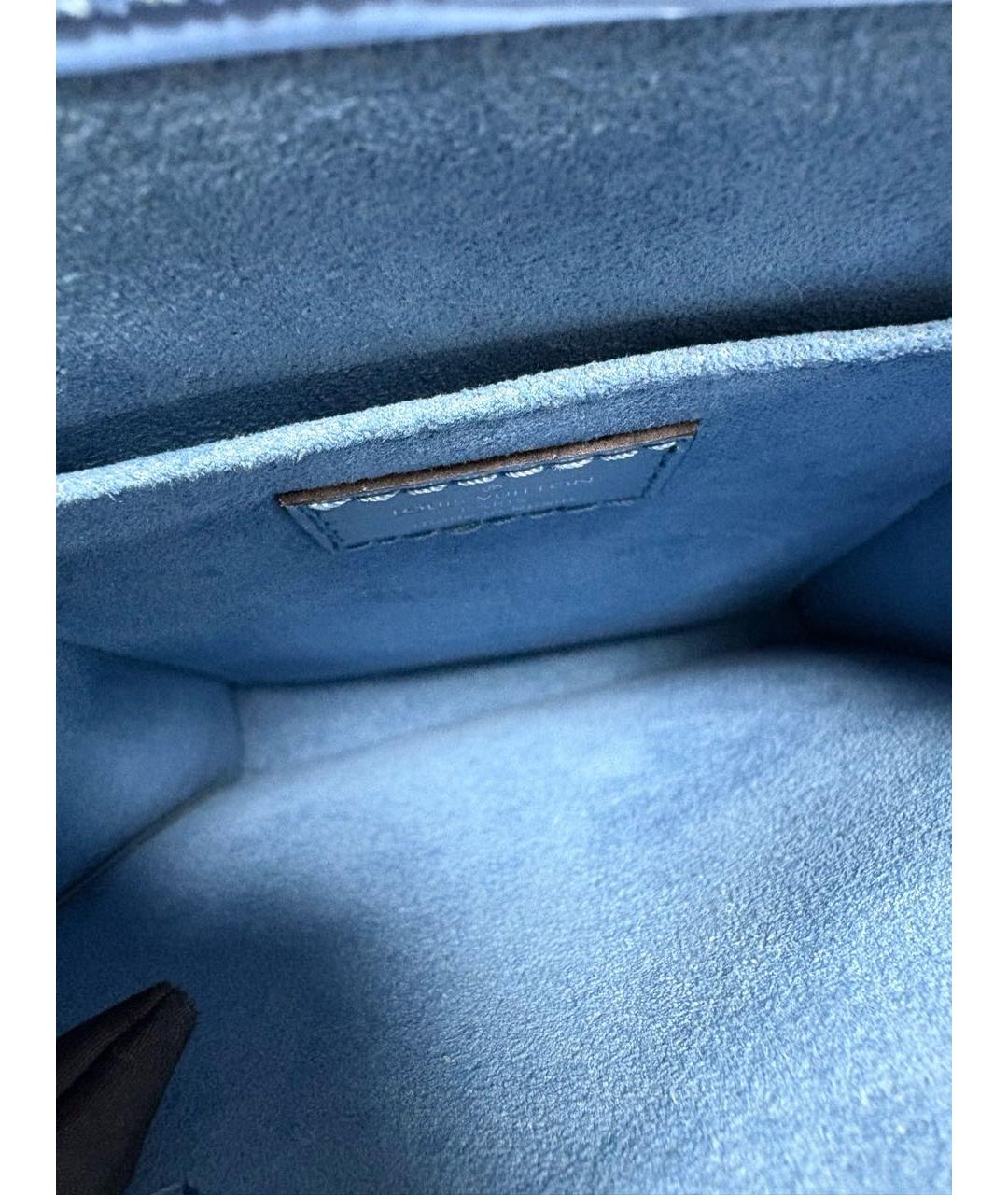 LOUIS VUITTON Голубая кожаная сумка с короткими ручками, фото 7