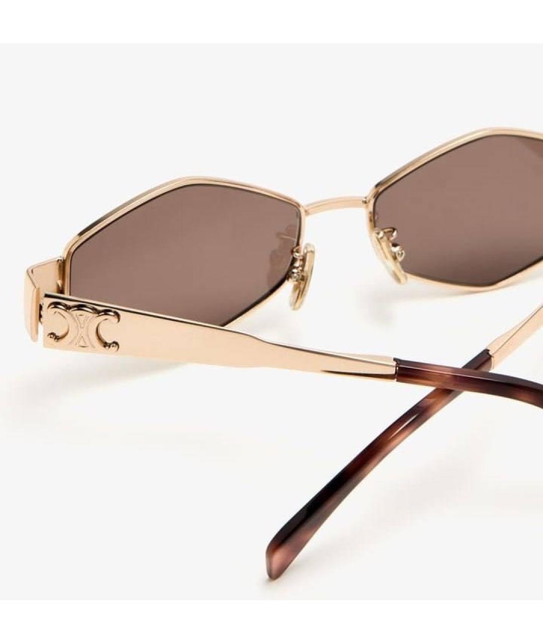 CELINE Золотые металлические солнцезащитные очки, фото 2
