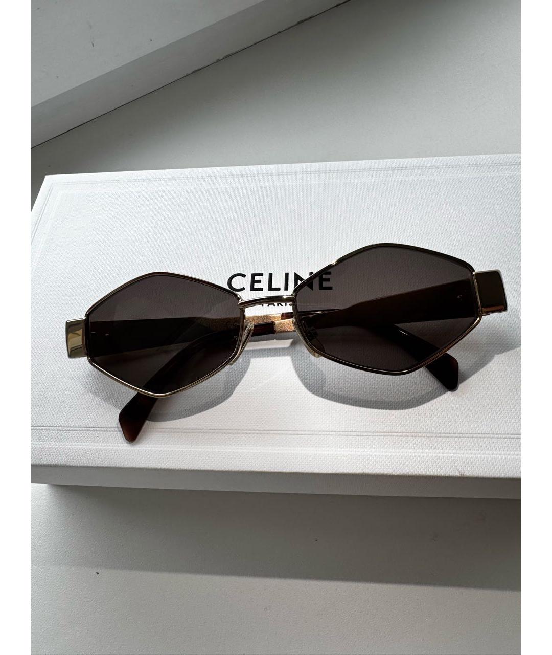 CELINE Золотые металлические солнцезащитные очки, фото 5