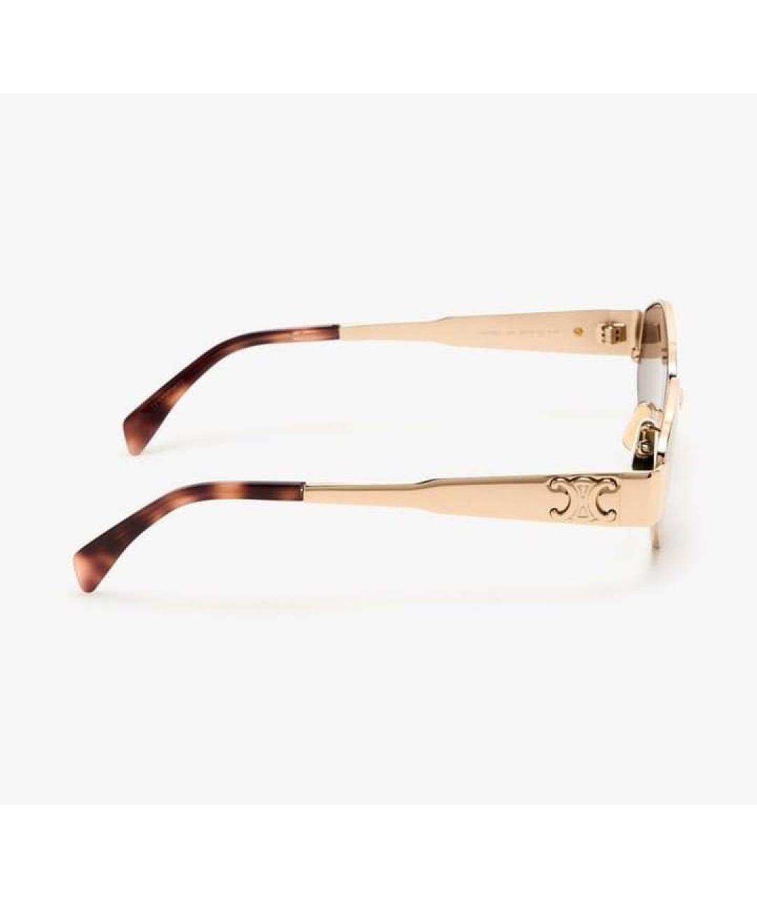 CELINE Золотые металлические солнцезащитные очки, фото 3