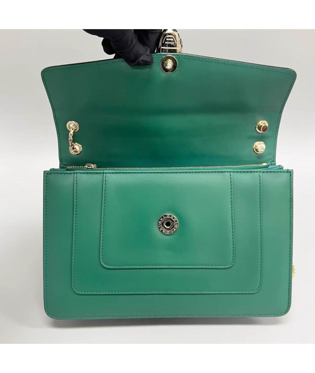 BVLGARI Зеленая кожаная сумка с короткими ручками, фото 4