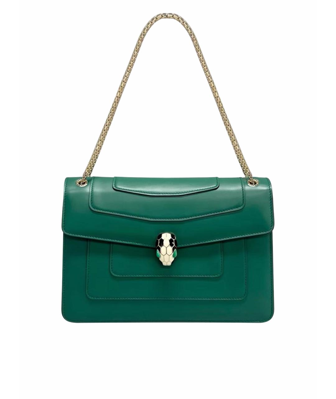 BVLGARI Зеленая кожаная сумка с короткими ручками, фото 1