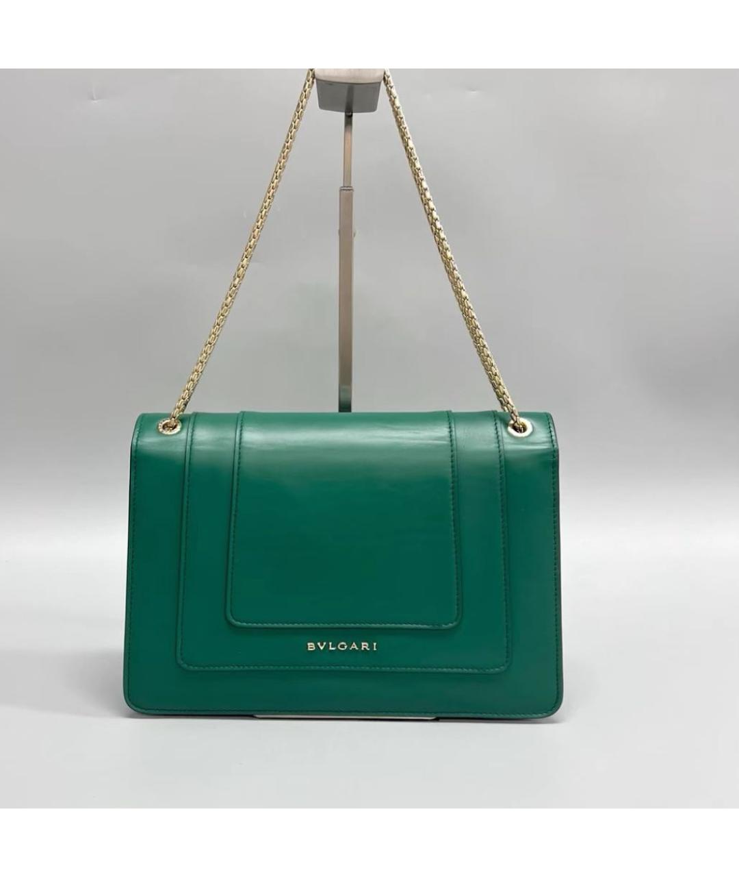 BVLGARI Зеленая кожаная сумка с короткими ручками, фото 3