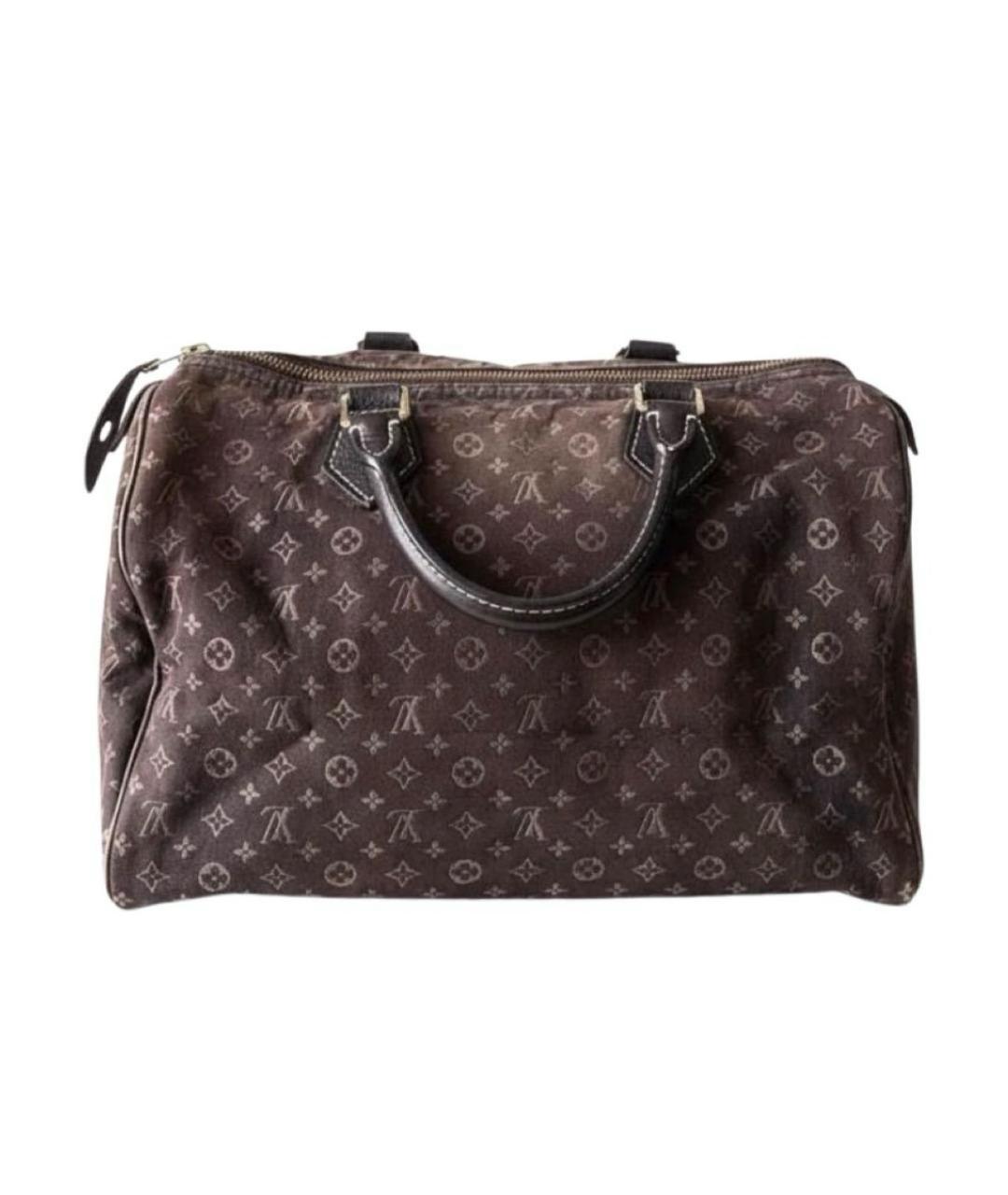 LOUIS VUITTON Коричневая тканевая сумка с короткими ручками, фото 9