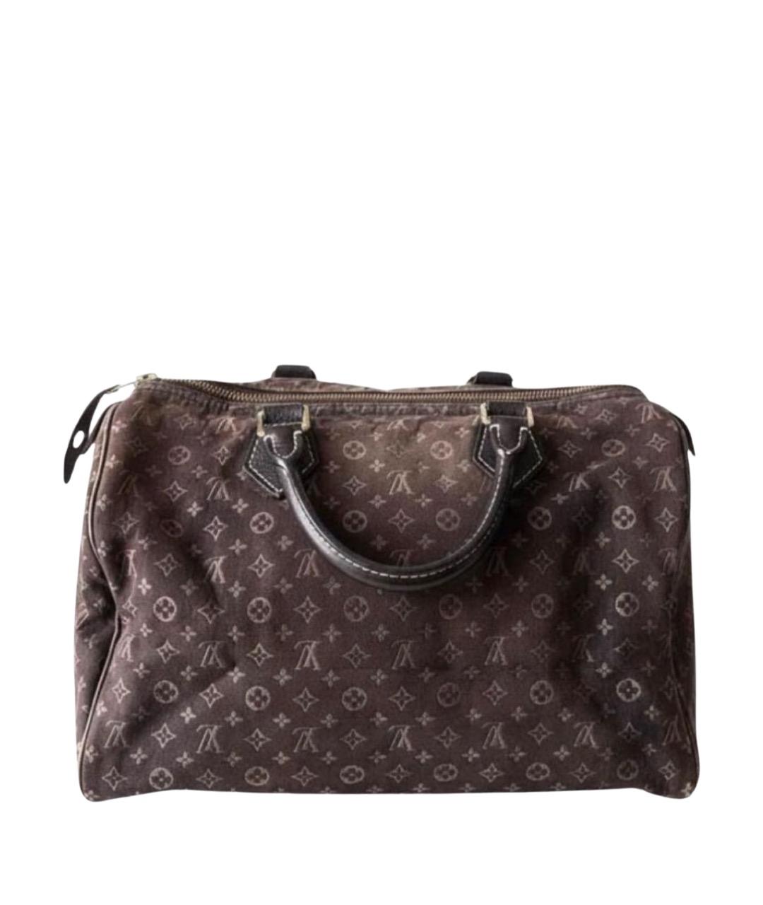 LOUIS VUITTON Коричневая тканевая сумка с короткими ручками, фото 1