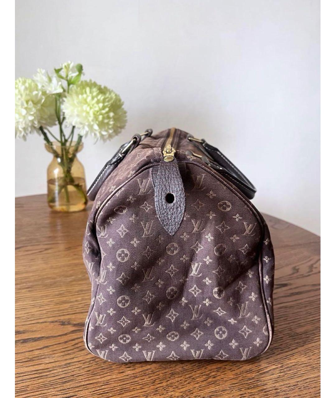 LOUIS VUITTON Коричневая тканевая сумка с короткими ручками, фото 5