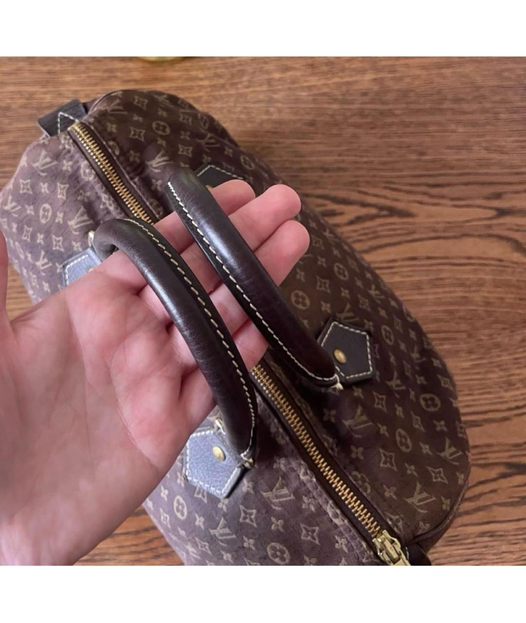 LOUIS VUITTON Коричневая тканевая сумка с короткими ручками, фото 7