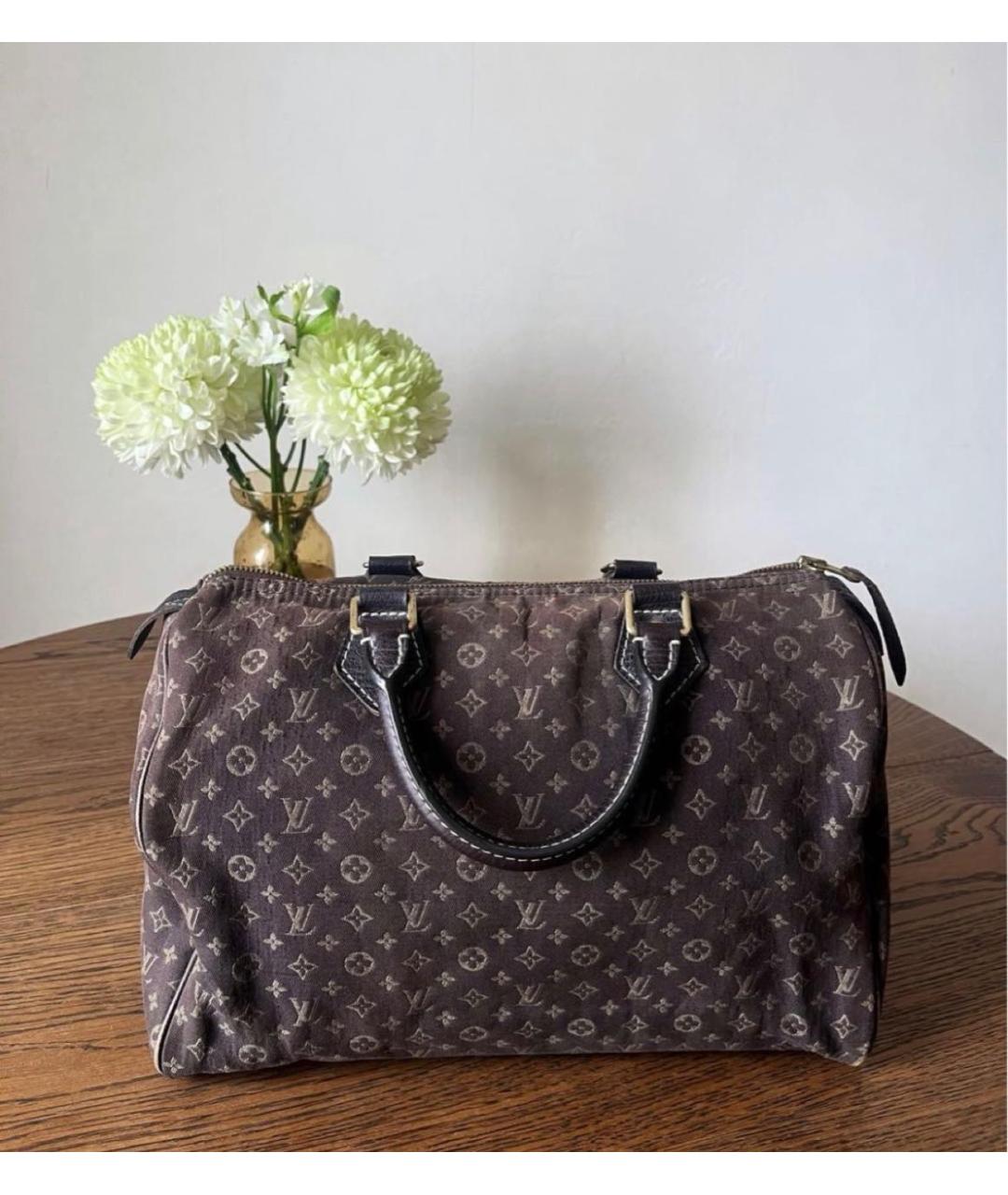 LOUIS VUITTON Коричневая тканевая сумка с короткими ручками, фото 2