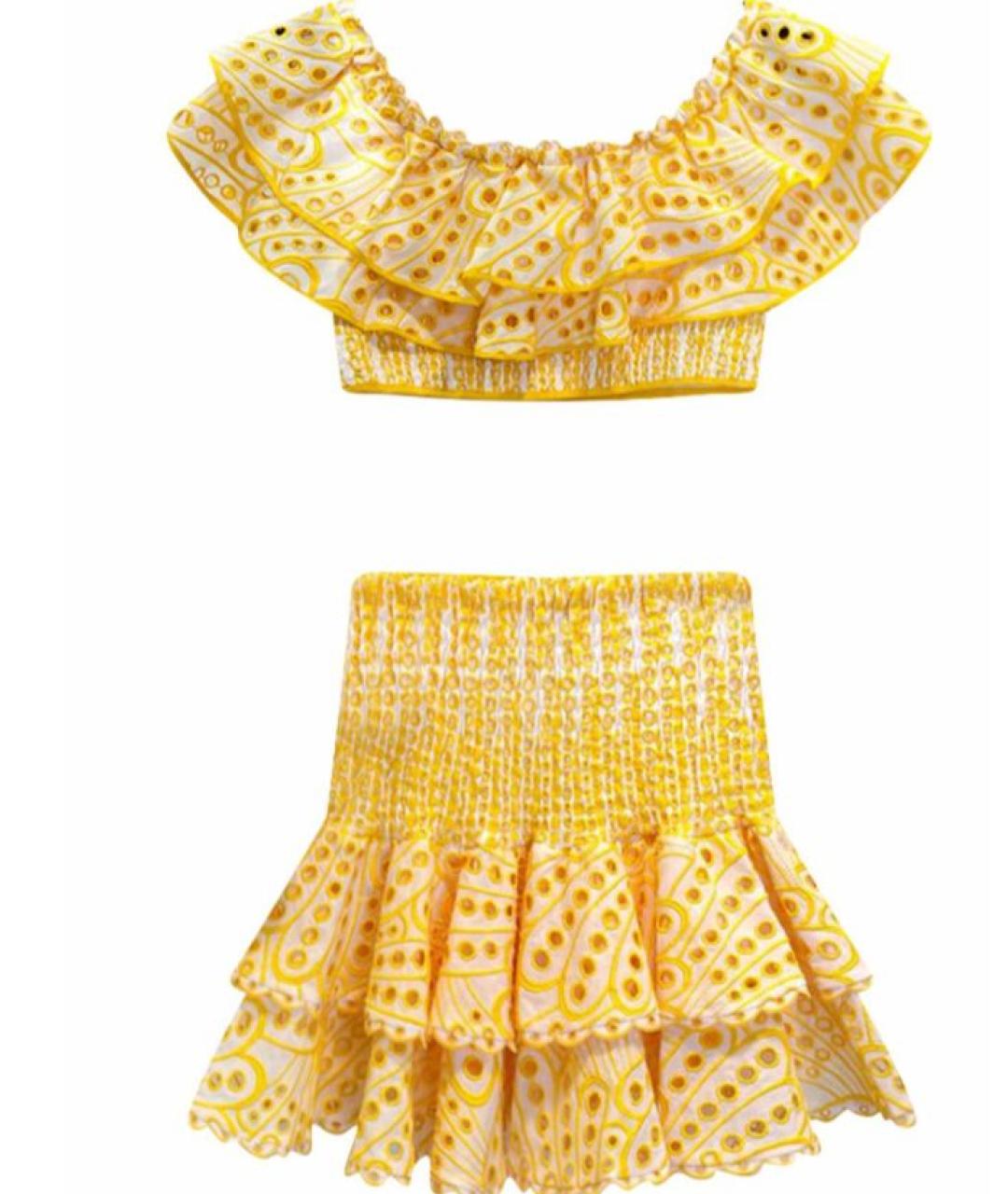 CHARO RUIZ Желтый хлопковый костюм с юбками, фото 1