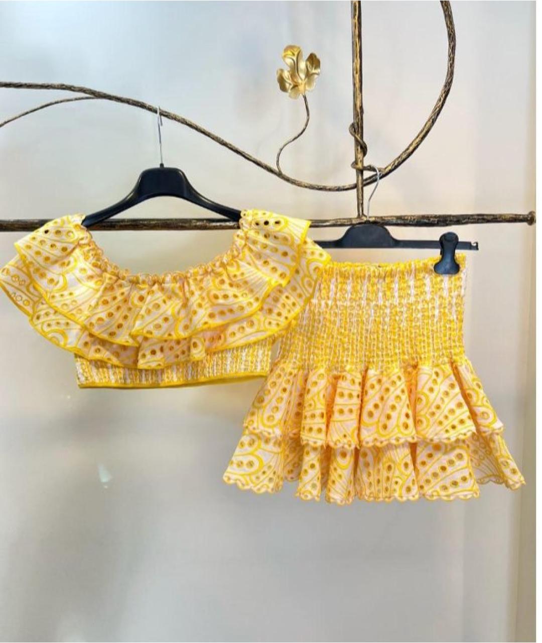 CHARO RUIZ Желтый хлопковый костюм с юбками, фото 2