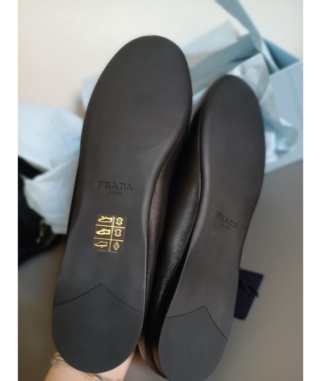 PRADA Черные кожаные балетки, фото 6