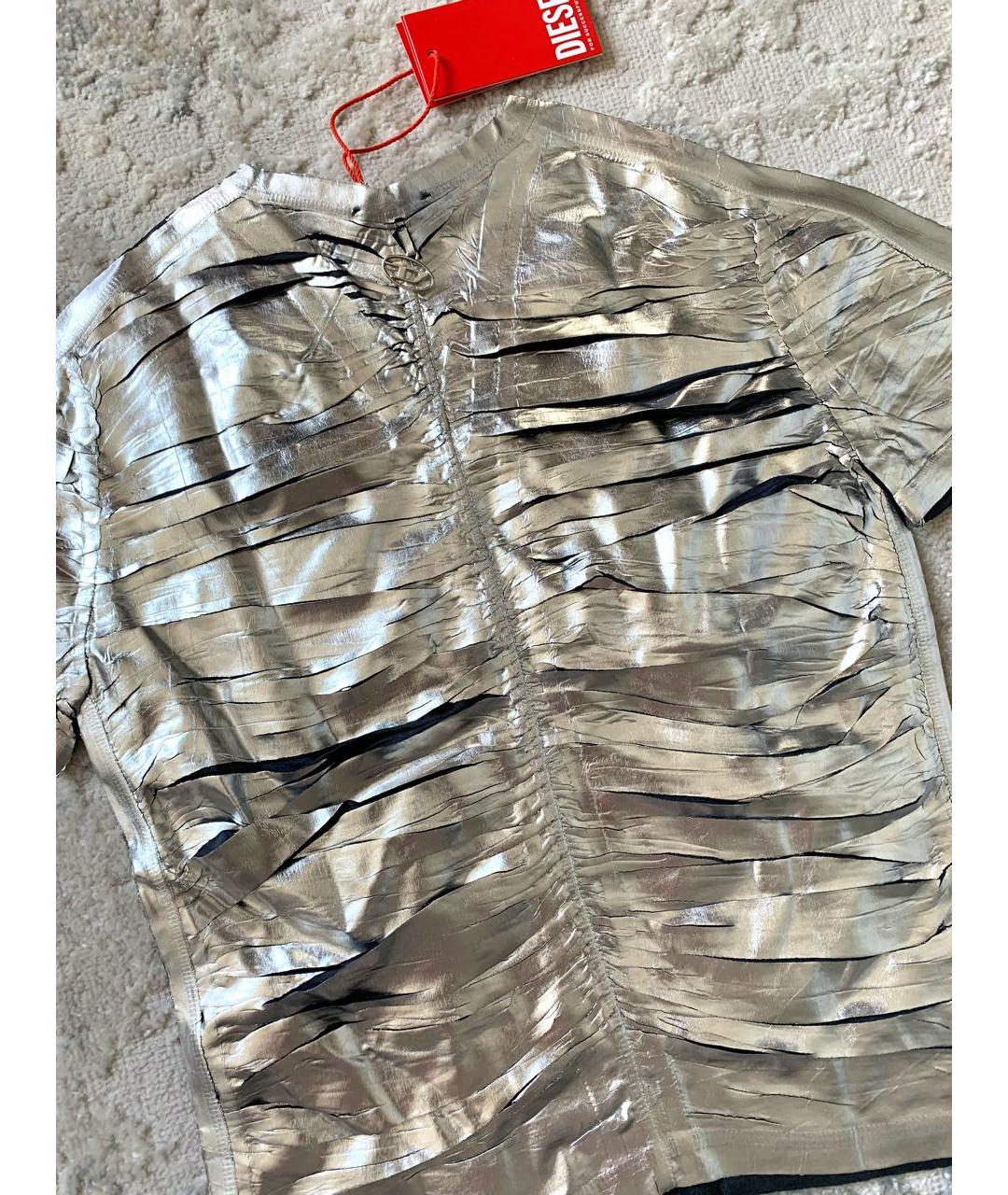 DIESEL Серебряная ацетатная футболка, фото 6