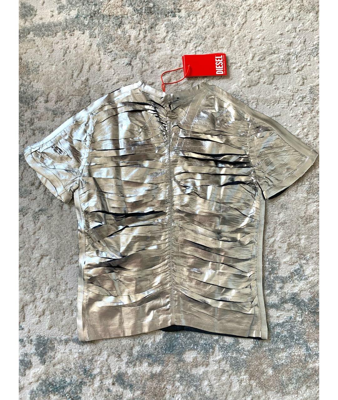 DIESEL Серебряная ацетатная футболка, фото 5