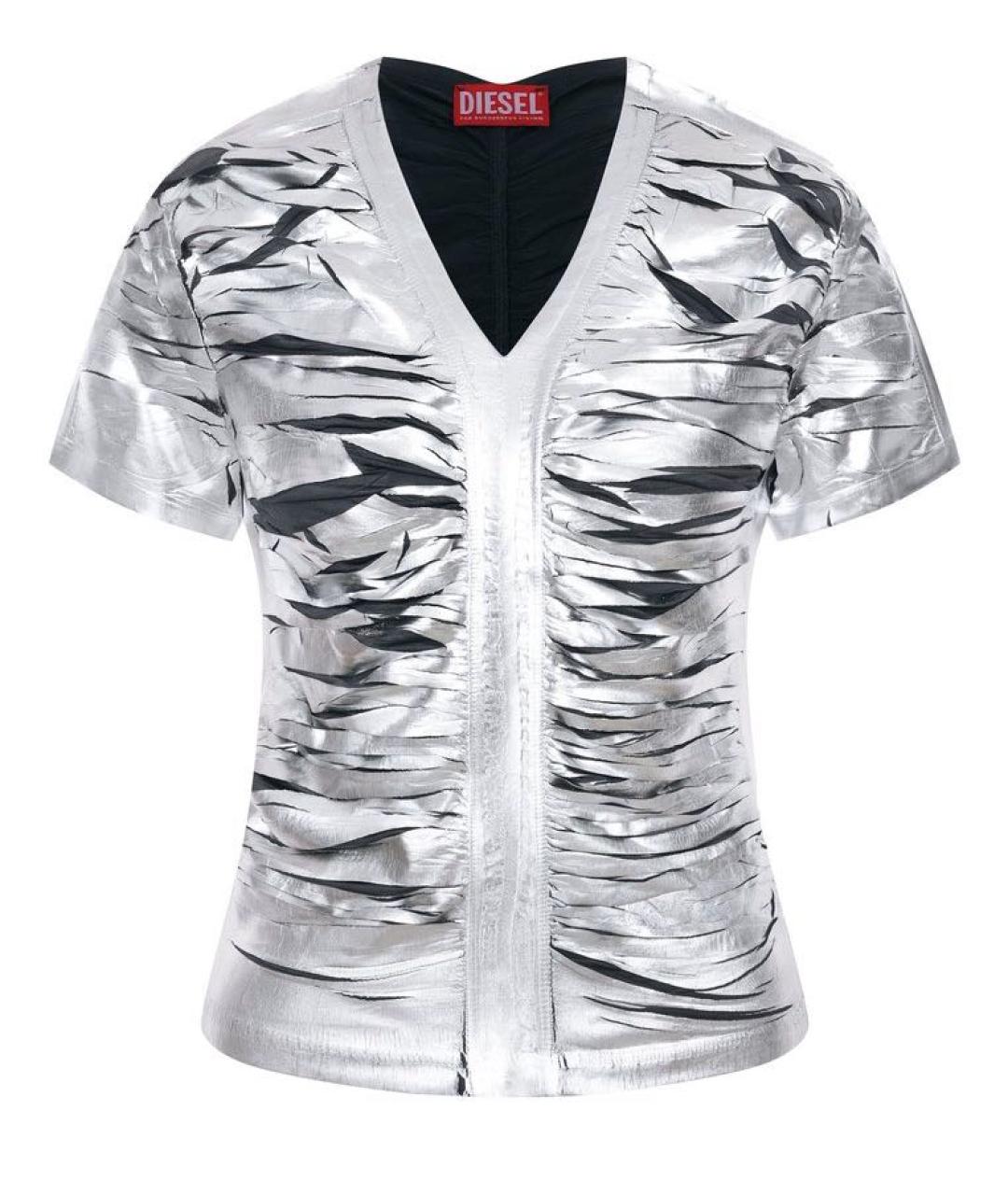 DIESEL Серебряная ацетатная футболка, фото 1