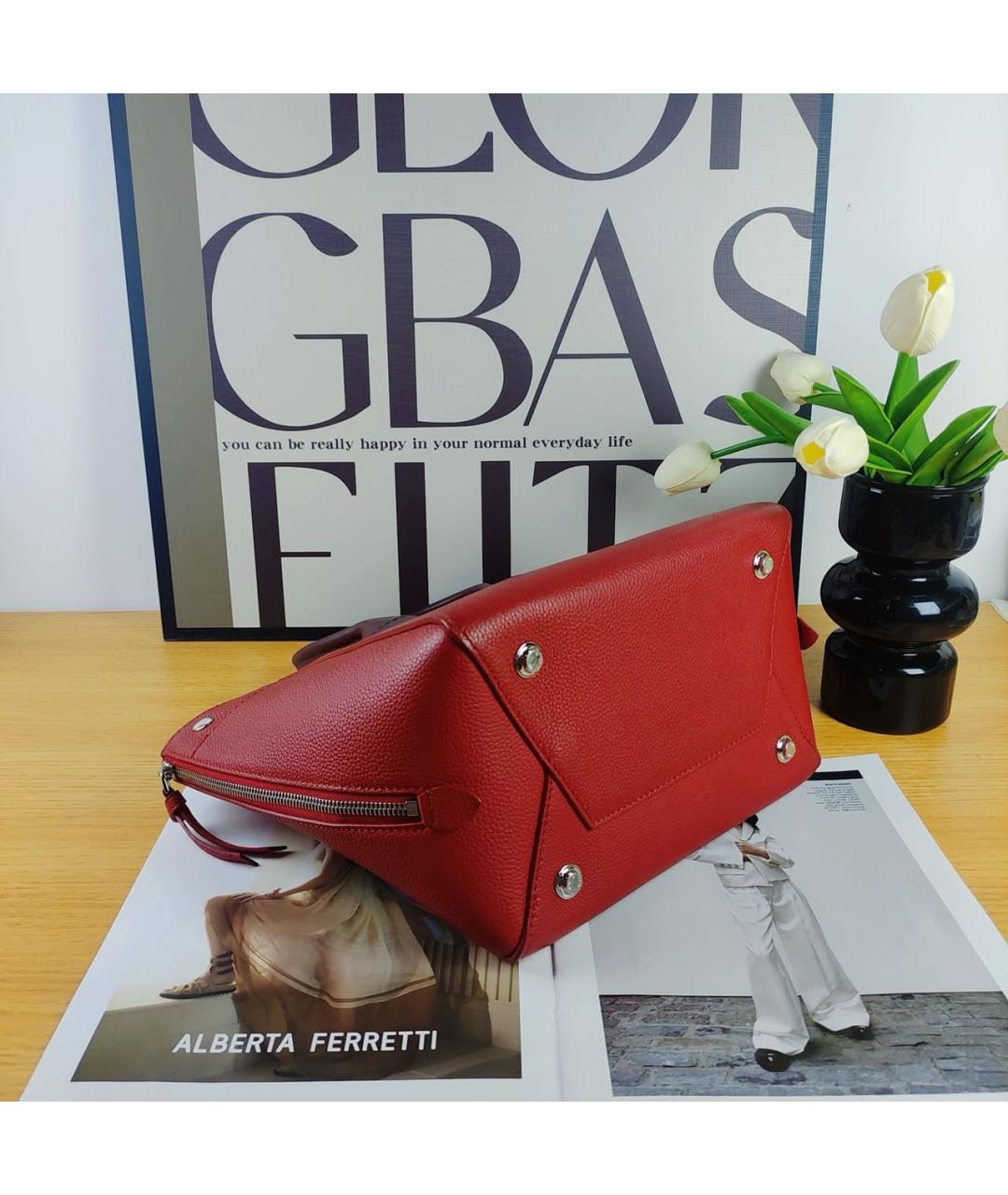 LOUIS VUITTON Красная кожаная сумка через плечо, фото 6