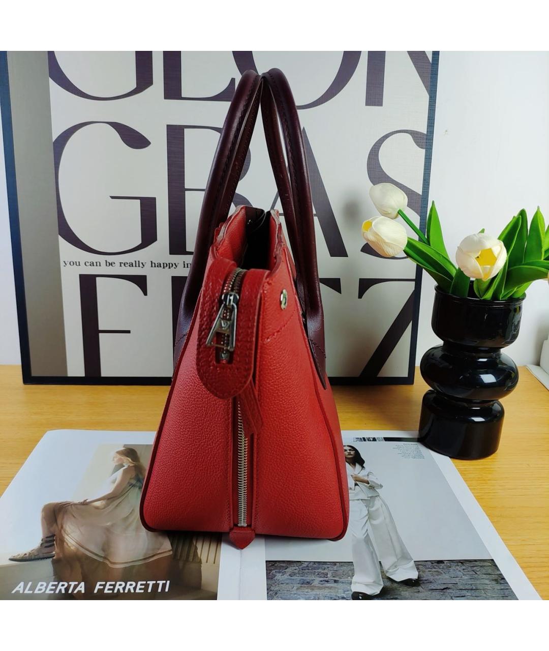 LOUIS VUITTON Красная кожаная сумка через плечо, фото 7