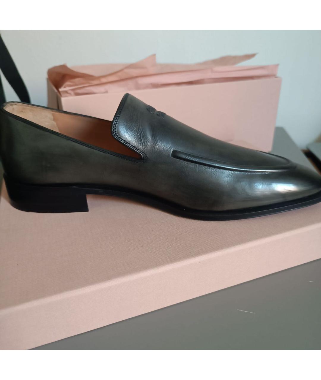 MIU MIU Серые кожаные лоферы, фото 7