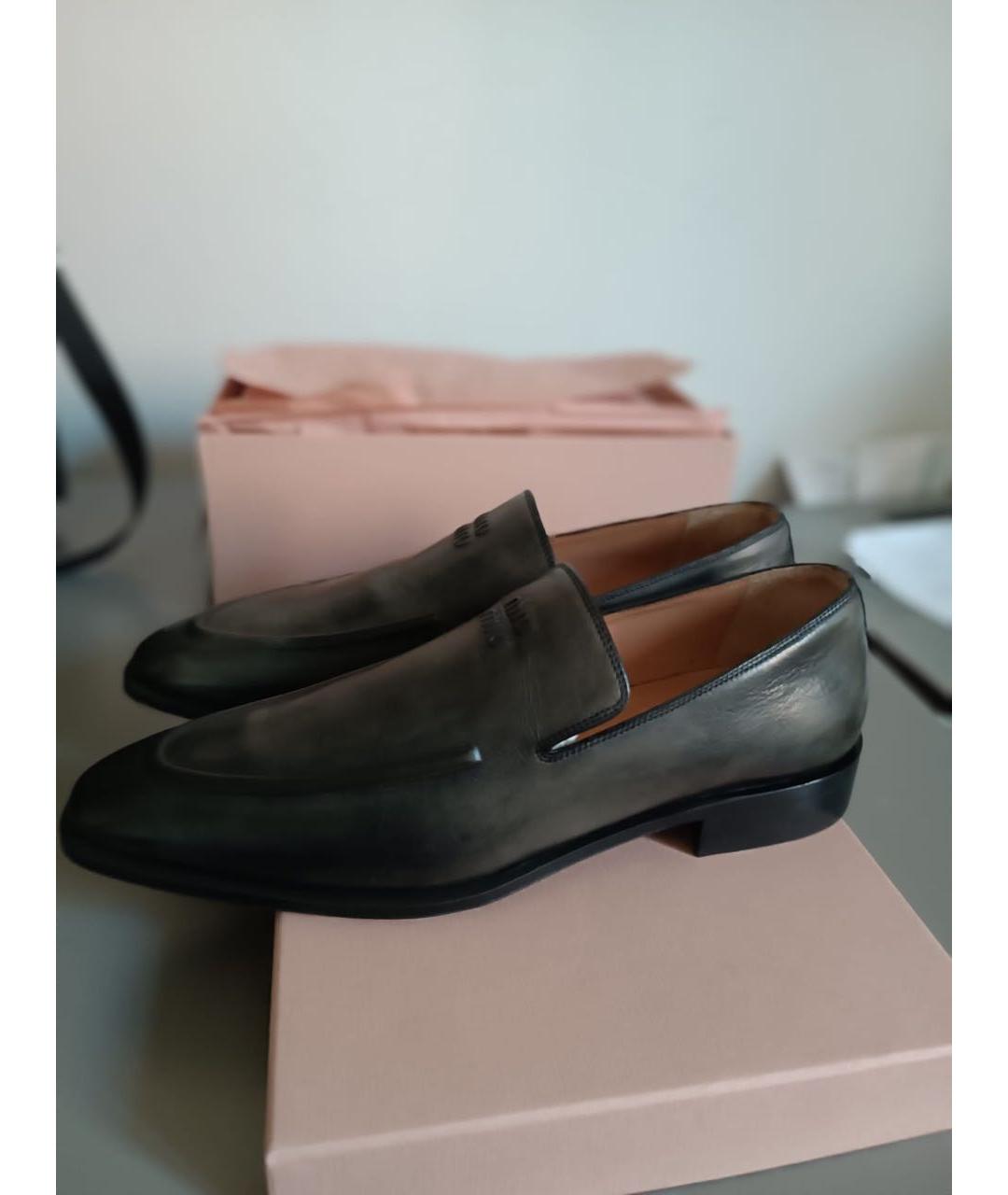 MIU MIU Серые кожаные лоферы, фото 2
