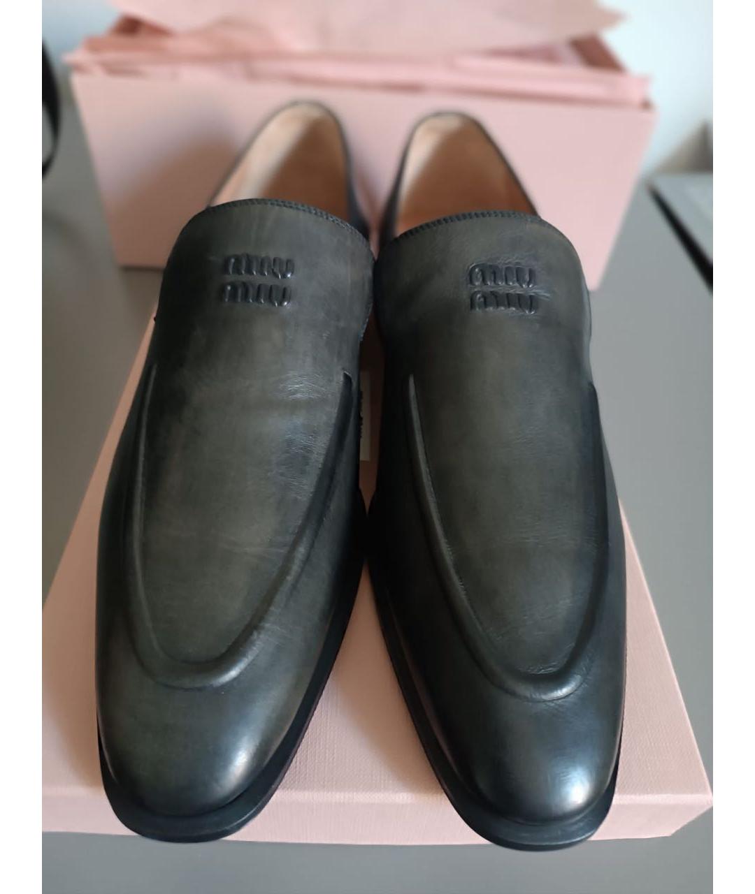 MIU MIU Серые кожаные лоферы, фото 3