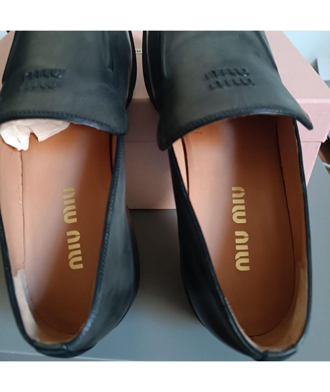 MIU MIU Серые кожаные лоферы, фото 4