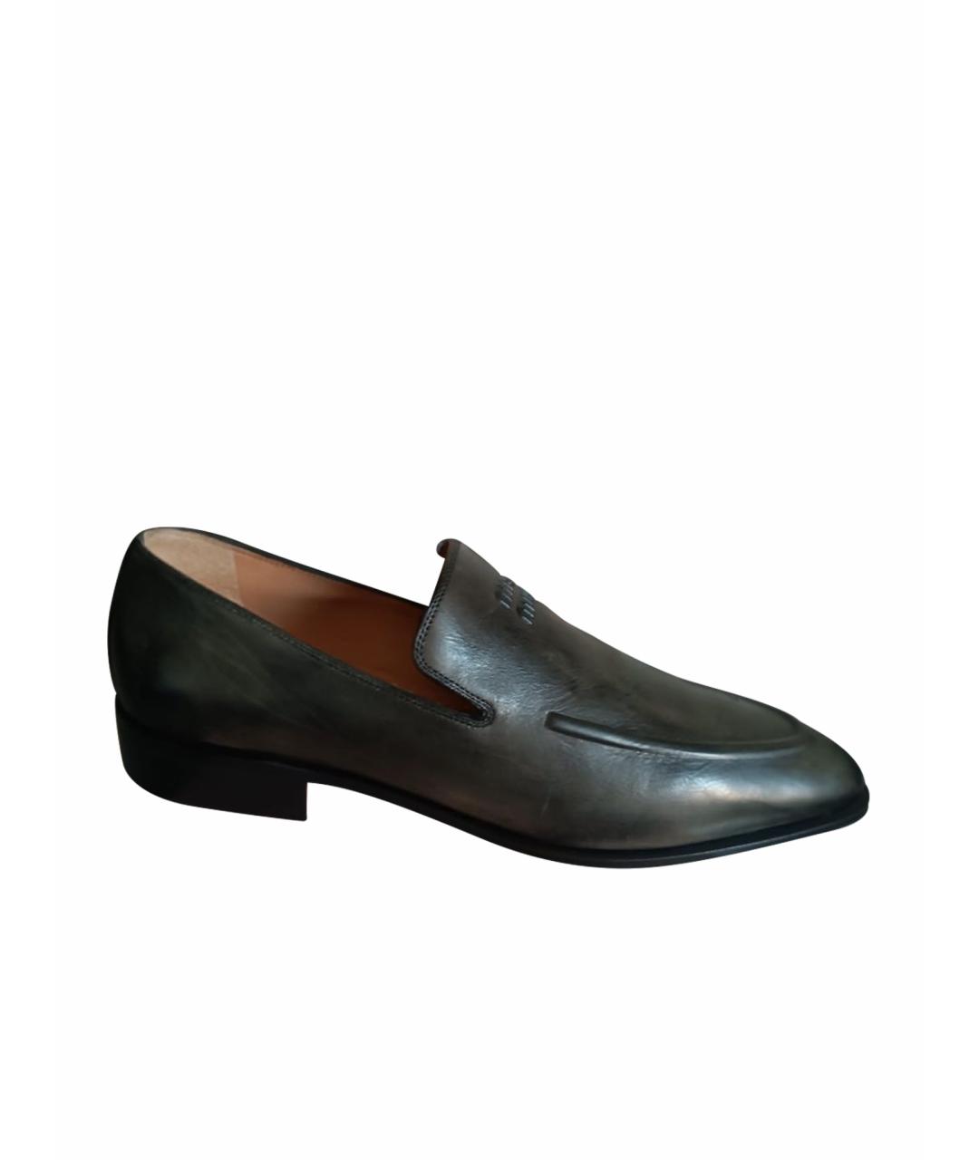 MIU MIU Серые кожаные лоферы, фото 1