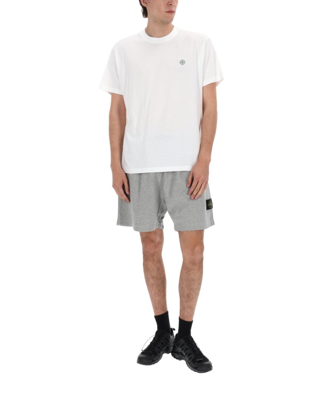 STONE ISLAND Серые хлопковые шорты, фото 2