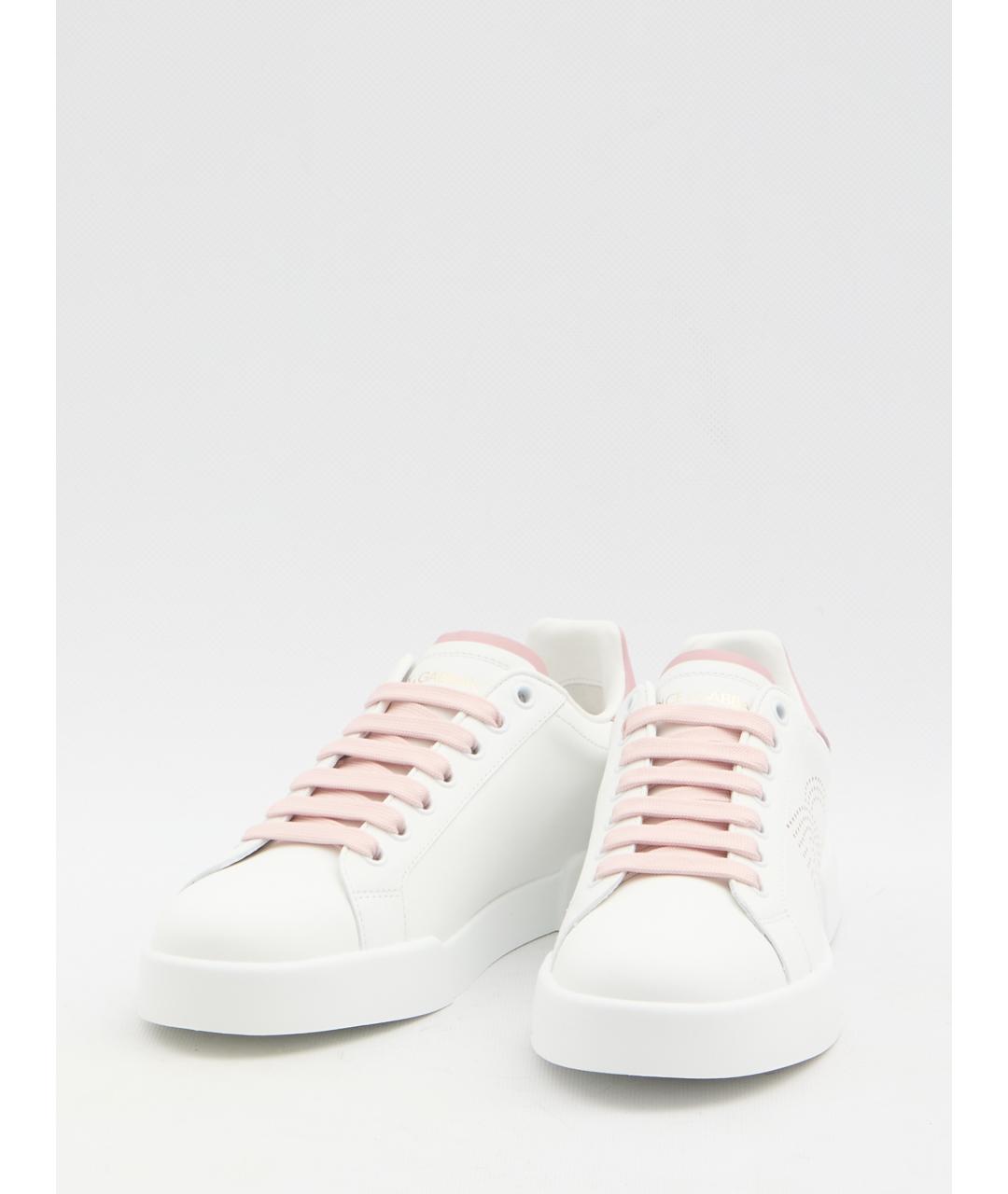 DOLCE&GABBANA Белые кожаные кроссовки, фото 2