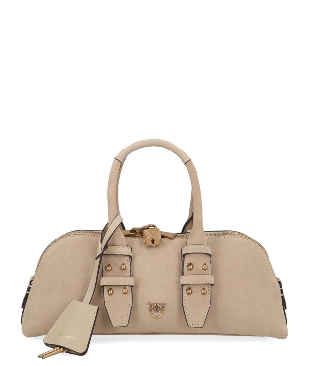 PINKO Бежевая кожаная сумка через плечо, фото 1