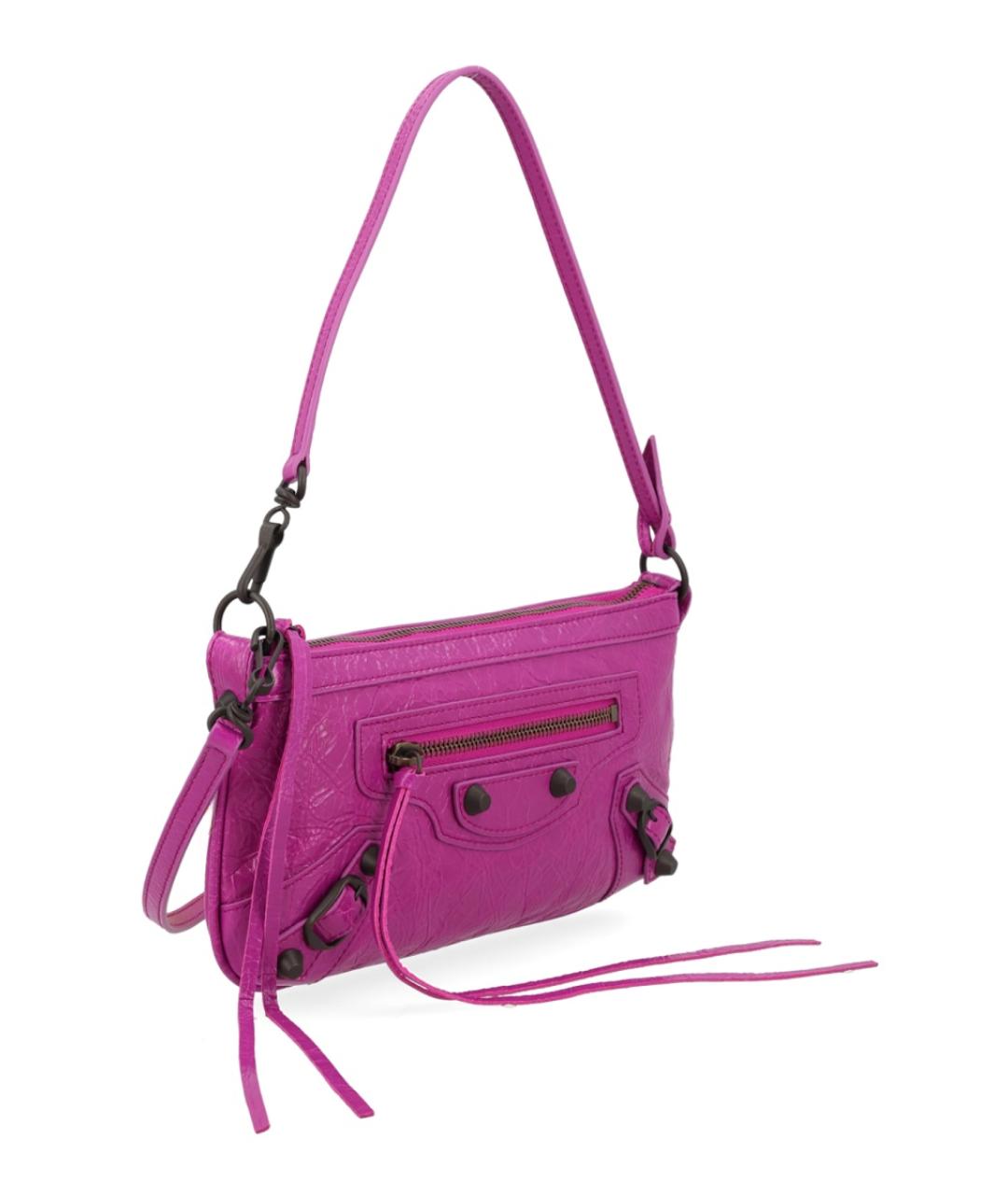 BALENCIAGA Фуксия кожаная сумка через плечо, фото 3